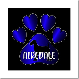 Love Airedale Terrier Dog Paw with Heart Toes Posters and Art